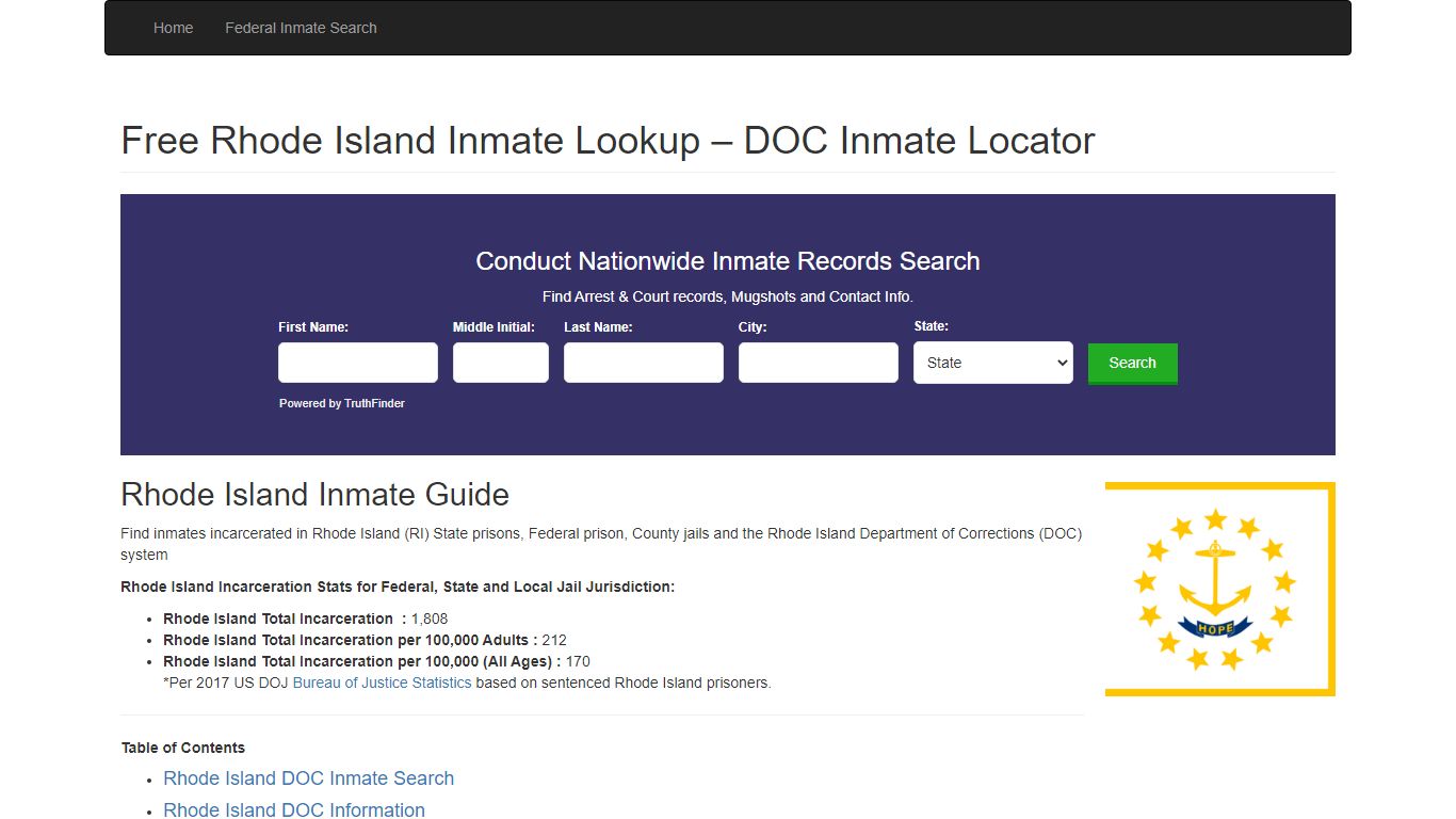 Rhode Island Inmate Search - RI Department of Corrections ...